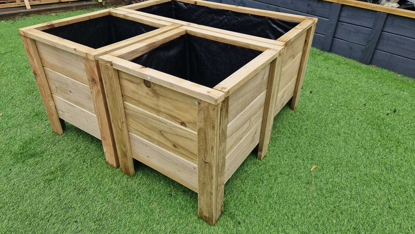 Handcrafted Wooden Planter Set – 1 Large & 2 Matching Medium Planters