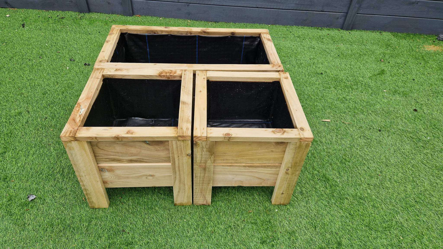 Handcrafted Wooden Planter Set – 1 Large & 2 Matching Medium Planters