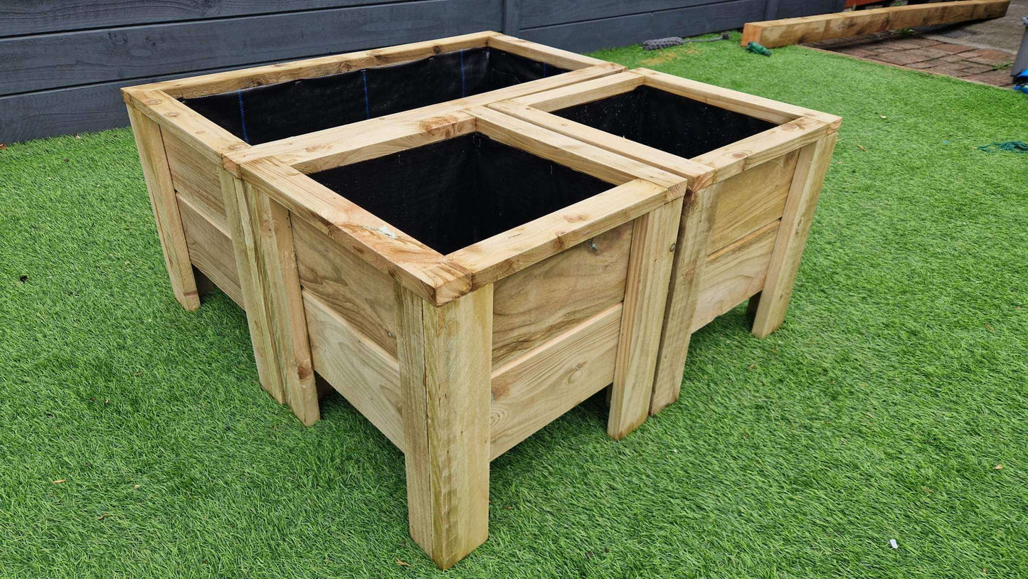 Handcrafted Wooden Planter Set – 1 Large & 2 Matching Medium Planters